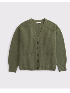 Abercrombie & Fitch Olive Green Dad V-Neck Button Cardigan